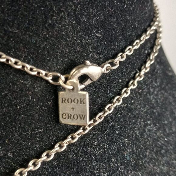 Rook & Crow Circles and Crystal Pendant Handmade with Silver tone chain Necklace - Picture 2 of 7